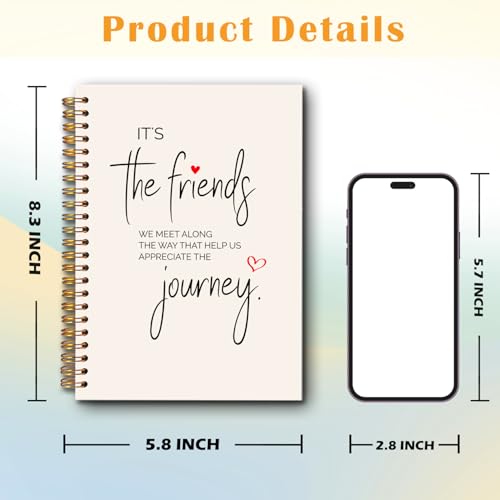 JINYO Gifts for Friends Notebook, Friendship Gifts for Women Friends Journal, BFF Bestie Soul Sister Gift for Women Spiral Notebook 5.5x8.3 Inch - color: white Friendship Notebook