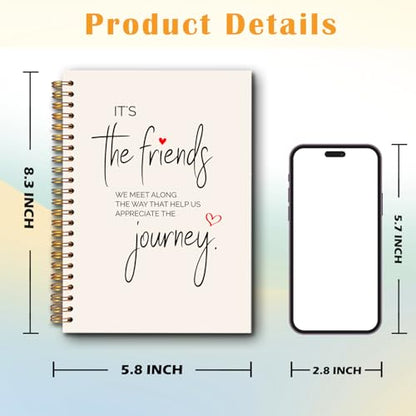 JINYO Gifts for Friends Notebook, Friendship Gifts for Women Friends Journal, BFF Bestie Soul Sister Gift for Women Spiral Notebook 5.5x8.3 Inch - color: white Friendship Notebook