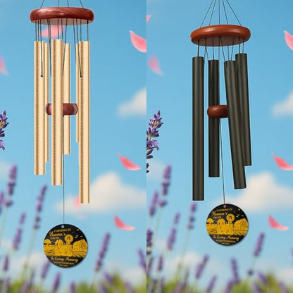 Personalized Farming Memorial Wind Chime – “Farming in Heaven’s Fields” Custom Name & Years – Tractor with Angel Wings Engraved Sympathy Gift for Farmers – Remembrance Windchime for Loss of Loved One