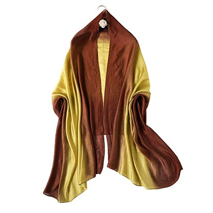 WINCESS.YU Women Gradient Scarf Long Shawls and Wraps Fashion Plain Pashmina Formal Scarf - color: Yellow Gradient