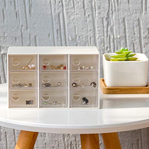 Cabilock 9drawers Mini Jewelry Drawer Organizer Removable for Crafts and Office Supplies White Storage Box for Hair Clips Beads and Items
