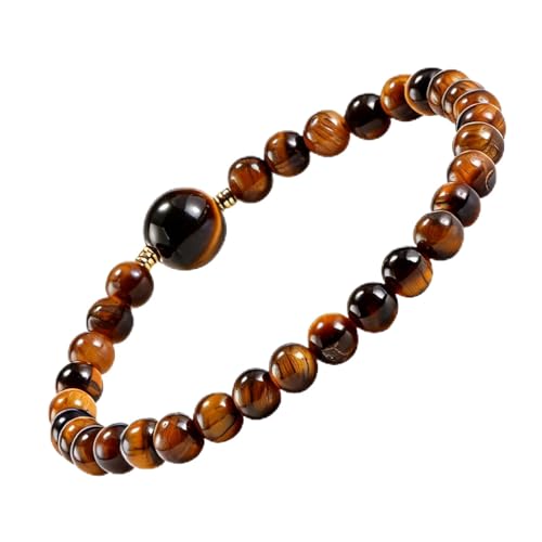 Tigers Eye Bracelets for Men Women Stretch Adjustable Bracelet Natural Tiger Eye Beaded Gemstone Bracelet Handmade Polishing for Spiritual Healing Meditation Yoga - color: Color-3, size: Stretch Size