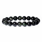 Justinstones Gem Semi Precious Gemstone 10mm Round Beads Stretch Bracelet 7 Inch Unisex - color: AAA Rainbow Obsidian