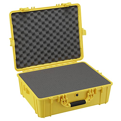 Condition 1 25" Large Waterproof Hard Case Model 839 with Foam, Portable Protective Storage Box for Travel, Hunting, Military, Tactical, Made in USA, 24.50"x 19.46"x8.41" Yellow - color: Yellow