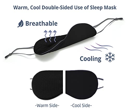 Sleeping Mask 2 Pack, Warm, Cool Double-Sided Use of Sleep Mask, Super Soft Blindfold with Adjustable Strap, Block Out Light, Comfort Sleep Eye Mask for Travel Meditation Nap Black - color: Black/Black + Dark Gray/Light Gray