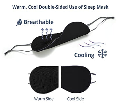 Sleeping Mask 2 Pack, Warm, Cool Double-Sided Use of Sleep Mask, Super Soft Blindfold with Adjustable Strap, Block Out Light, Comfort Sleep Eye Mask for Travel Meditation Nap Black - color: Black/Black + Dark Gray/Light Gray