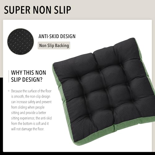 Tromlycs Floor Cushions Pillows for Adults Sitting Large Square Seating Pillow Gel Memory Foam 20 x 20 x 4 Inch Green Set of 2