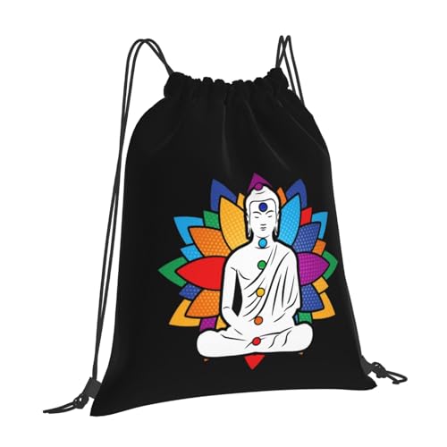 Buddha Chakra Meditation Drawstring Backpack Bag Sport Gym Sackpack for Men Women