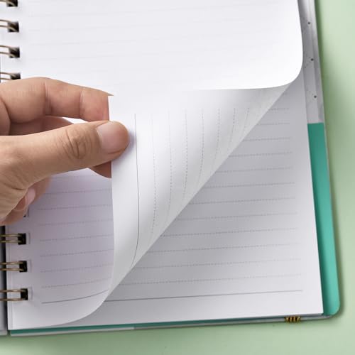 Ruled Notebook/Journal - Journal for Wemon, 8.5" X 6.4", College Ruled Spiral Notebook/Journal, Banded with Waterproof Hardcover, Exquisite Inner Pocket for School, Office & Home - color: green white