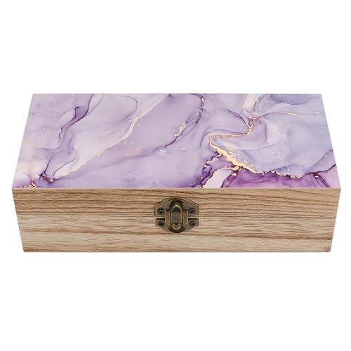 Purple Blue Marble Wooden Storage Box Decorative Trinket Keepsake Box Wood Jewelry Organizer Box for Bedroom Office with Hinged Lid And Front Clasp - color: style-7