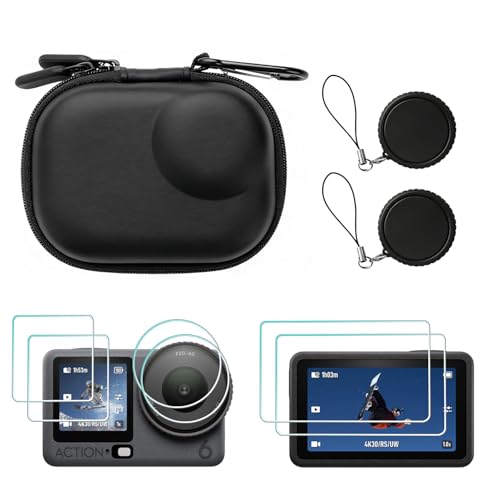 Accessories for DJI OSMO Action 6, Carrying Case with Lens Screen Protectors & TPU Lens Cap, Mini Action6 PU Hard Shell Storage Bag for DJI Action Camera - style: For Dji Osmo Action 6