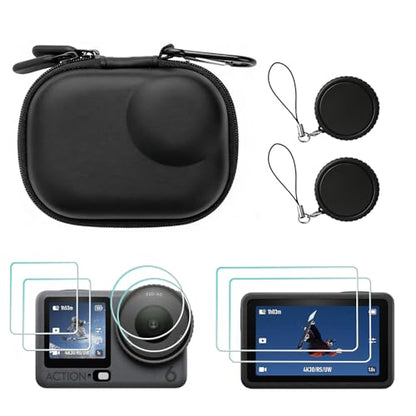 Accessories for DJI OSMO Action 6, Carrying Case with Lens Screen Protectors & TPU Lens Cap, Mini Action6 PU Hard Shell Storage Bag for DJI Action Camera - style: For Dji Osmo Action 6