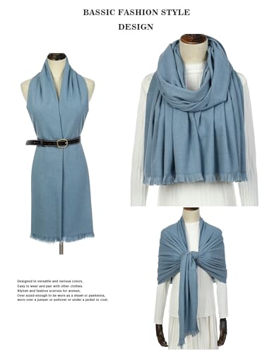 Pashmina shawls and wraps for Evening Dresses Scarf for Women Winter Shawl Wraps for Women Weedings - color: Blue