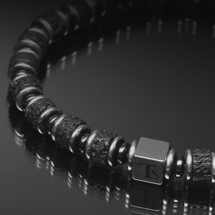Tigranes Premium Natural Stone Bracelet Collection – Handmade Gemstone Jewelry in Luxury Branded Gift Box - style: Lava Stone