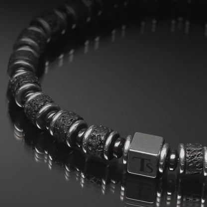Tigranes Premium Natural Stone Bracelet Collection – Handmade Gemstone Jewelry in Luxury Branded Gift Box - style: Lava Stone