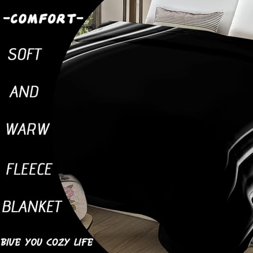 Soft Plush Bedding White and Black Fleece Blanket,Super Cozy Fluffy Plush Abstract Ombre Print Throw Blanket for Couch, Sofa, Bed 47"x59" - color: White and Black