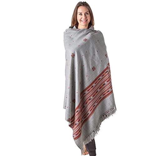 Meditation Shawl or Blanket, Exotic Shawl/Wrap, Oversize Scarf or Stole. Unisex - color: Light Grey
