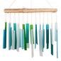 Blue Handworks Sea Glass and Driftwood Chime - Sandblasted Glass and Found Wood Hand Crafted Wind Chime