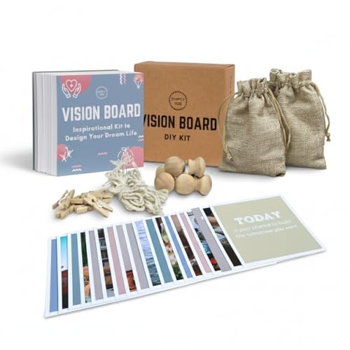 SIMPLY RSB The Ultimate Vision Board Kit and Inspirational Gift | 100 Motivational Cards, Complete Wall Decor Accessories (with Wall Accessories) - style: With Wall Accessories