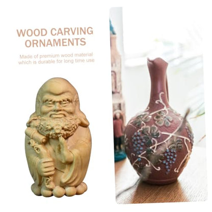 Holibanna Zen Bodhidharma Wooden Statue Ornament Hand-Carved Cypress Decor for Tea Room Artistic Home Decoration Lightweight and Craft
