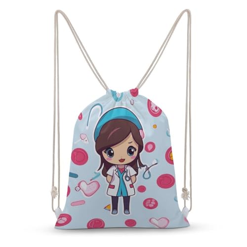 Cute Nurse Drawstring Backpack Sport Gym Bags Yoga Shopping Travel Casual Daypacks for Women Men - color: Cute Nurse