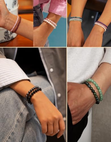 Natural Stone Beaded Bracelets for Men Women, Healing Crystal Energy Protection Bracelet with Gift Card, Christmas Birthday Valentines Jewelry Gifts, 4mm 6mm 8mm - color: Smoky Quartz(Protection & Grounding), size: 6mm