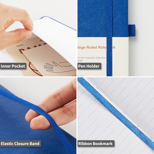 Heture Hardcover Notebooks, A5 Lined Journals Notebook for Writing 160 Pages, 8.2 x 5.5 inch, Classic Ruled Notebooks for College/Work/Travel (Lined-3 Pack, Blue) - color: Blue, style: Lined-3 Pack