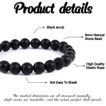 Natural Energy Healing Stone Charm Bracelet 8mm Natural Energy Healing Lava Rock Bracelet - Unisex - color: ZLY-Black scrub
