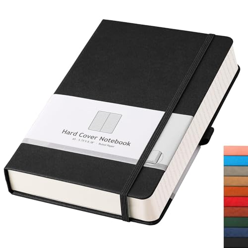 Thick Journal Lined Notebook - 320 Numbered Pages Journal for Women A5 Notepad College Ruled, 100gsm Paper, Leather Hardcover, for Men Writing Work Office School, 5.75'' X 8.38''-Black - color: Black, size: A5