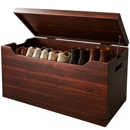 Entryway Storage Chest, Wooden Shoe Storage Box, Mudroom Bench, Fully Assembled, Entryway Bench, Hallway Storage Trunk, Mahogany, 30” - color: Entryway Bench Storage - Mahogany