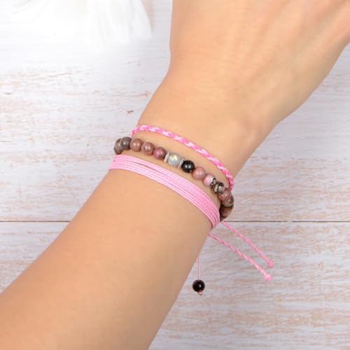 QOGIR Handmade Healing Bracelet,6mm Natural Gem Stone Bracelet rope bracelet - color: Black Rhodonite(To Girlfriend), size: 6mm