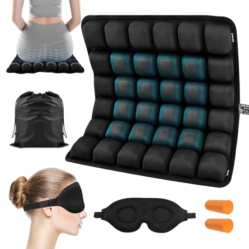 Travel Cushion Airplane Seat,Airplane Seat Cushion for Long Flight,3D Air Cell Seat Cushion,Press Type air Inflatable Wheelchair Seats Cushions for Car,Office Chair,Stadium