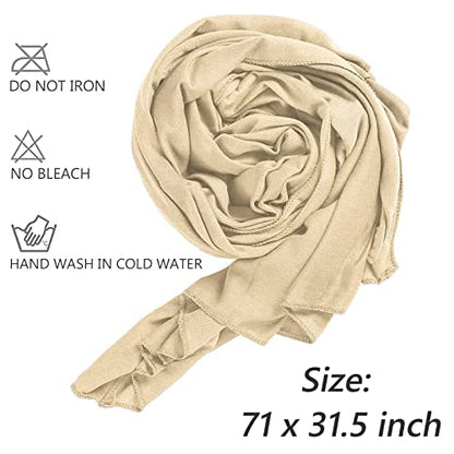 XTREND 1 Piece Head Wrap Stretch Jersey Fashion Headband Turban African for Women Soft Extra Long Hair Scarf Caps Bohemian Soft Breathable Turbans Tie (Beige) - color: Z1 Beige