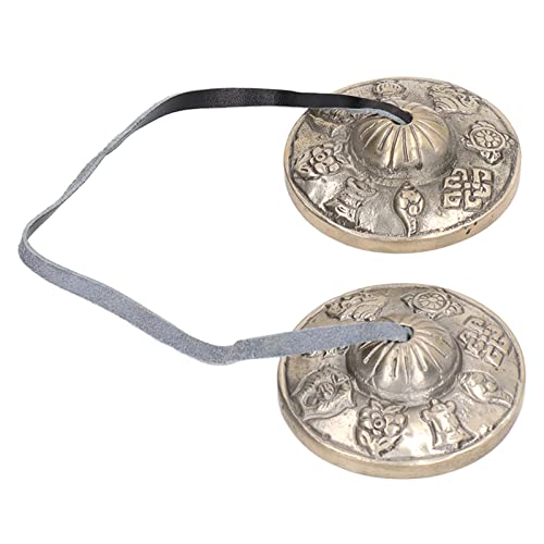 Tibetan Tingsha Meditation Bell, Small Pure Copper Double Chime, Handmade Nepalese Sound Healing Instrument for Yoga, Energy Clearing and Mindfulness Practice