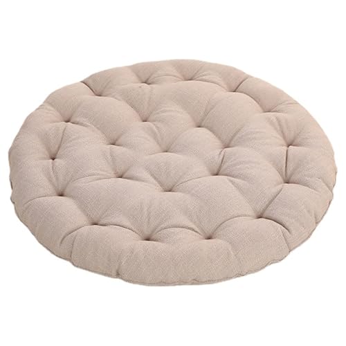Large Floor Cushions,Round Linen Futon Pillows Japanese Style Tufted Floor Pillows Meditation Cushions for Seating on Floor Windows Pad for Yoga Sofa Balcony (Beige,30"x30"x4") - color: Beige, size: 30"x30"x4"