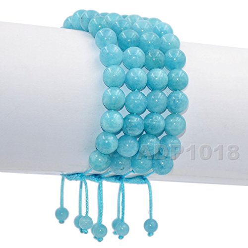 AD Beads Unisex 8mm Gemstone Bracelets Healing Macrame Adjustable 7-9 Inches || wear this healing natural gemstone bracelet help to erase your pain and fear || recover your energy||| - color: Aquamarine