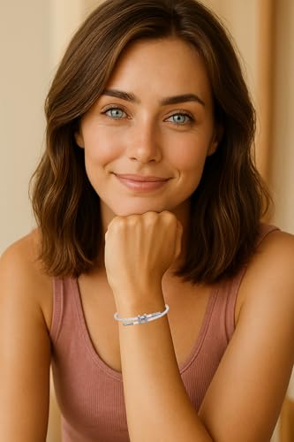 OSIRIDEH2 Bracelet with Adjustable Design Polished H Shape Buckle, Bracelets for Women, 18k Gold-plated Buckle Design Titanium Steel Wire Rope Women's Gift Jewelry - color: White Silver