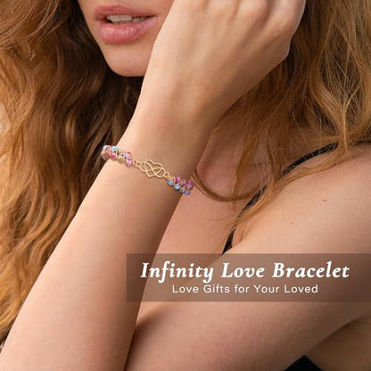Gifts for Daughter Granddaughter, To My Mom Grandma Wife Girlfriend Sister Jasper Heart Bracelets Birthday Graduation Anniversary Christmas Stocking Stuffers Valentines Mothers Day Jewelry - style: 3.Gift To My Granddaughter2: Purple Beads