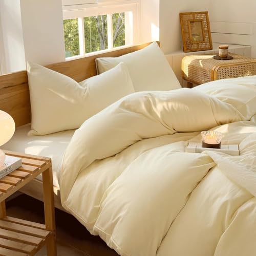 100% Washed Cotton Weighted Blanket Cover, Linen Feel Duvet Cover for Weighted Blanket 88"x104", Plain Simple Cotton Heavy Blanket Duvet Cover (Cream White, 88"x104") - color: Cream White (No Blanket), size: 88"x104"
