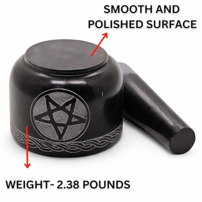 Mortar and Pestle Set Unique - Black Pestle and Mortar Bowl Solid Stone Grinder for Herbs Spice Guacamole Garlic Ginger Root