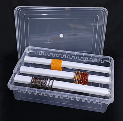 Inez Unique Multipurpose Transparent Accessories Plastic Storage Box With 3 Detachable Rods For Women and Girls,Organizer Case For Jewellery,Bangles,cosmetics and many more jewellery