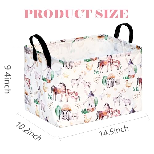 Storage Basket Home Shelf Basket Organizer Box Clothes Laundry Hamper Nursery Bin Gift Laundry Basket with Handles Rectangle Farm Pattern for Home - color: Windmill Animal