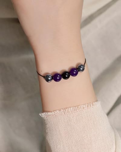 yfstyle Crystal Healing Stones Bracelets for Women & Men - Amethyst Anxiety Protection Bracelets - Natural Gemstones Jewelry Gifts - color: Empathy