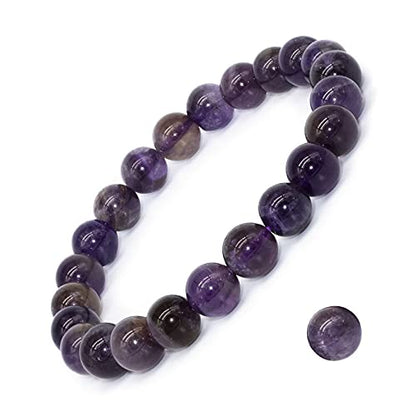 8mm Natural Gemstone Stretch Bracelet, Handmade Unisex Crystal Bracelets for Meditation, Yoga, Spiritual Healing & Positive Energy - color: Dark Amethyst
