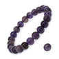 8mm Natural Gemstone Stretch Bracelet, Handmade Unisex Crystal Bracelets for Meditation, Yoga, Spiritual Healing & Positive Energy - color: Dark Amethyst