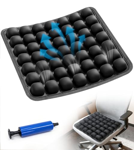 Sondur Travel Cushion, Inflatable Airplane Seat Cushion for Long Flights, 3D Air Cell Seat Cushions with Foot-operated Inflatable Accessories for Office Chair, Wheelchair, Cars, Home Living