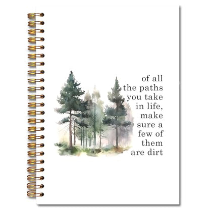 JINYO Adventure Camping Notebook, Inspirational Travel Hiking Notebooks for Note Taking, Camping Lover Gifts Journals for Writing, Hiking Gifts Journal Journaling, Spiral Notebook 5.5x8.3 Inch - color: white Camping Notebook
