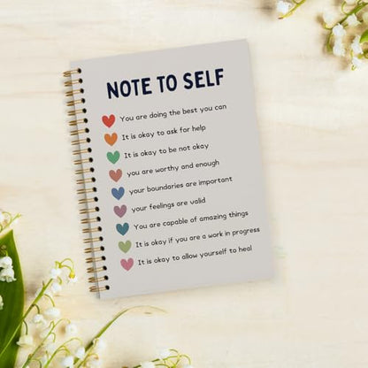 Note to Self Mental Health Notebook, Self Love Gifts, Mental Health Journal for Women, Inspirational Mental Health Gifts, Therapy Journal for Mental Health, Spiral Notebook 5.5x8.3 Inch - color: Note to Self - White