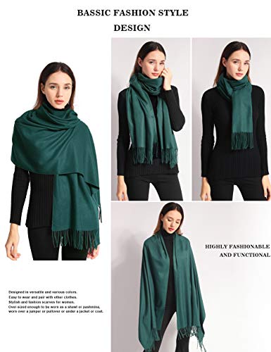 Pashmina Shawl Women Winter Scarf Warm Wedding Wraps Ladies Scarves for Evening Dresses - color: Dark Green