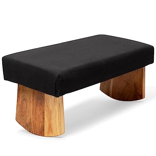 Meditation Bench (Zen Black), Seiza, Sustainable Acacia Wood with Curved Bottom Edges for The Perfect Posture, Meditation Stool, Prayer Bench, Meditation Chair, Yoga Stool - color: Zen Black
